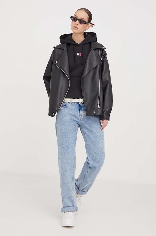 Tommy Jeans pamut melegítőfelső DW0DW17326 fekete AW24