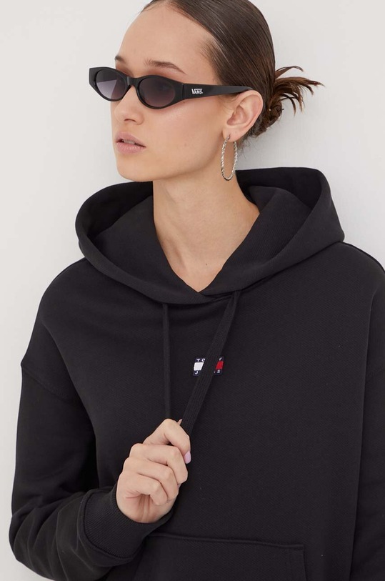 Tommy Jeans pamut melegítőfelső fekete DW0DW17326