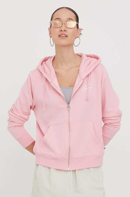 Tommy Jeans bluza z kapturem różowy DW0DW17338