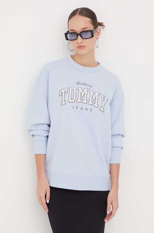 Tommy Jeans pamut melegítőfelső pamut kék DW0DW17339