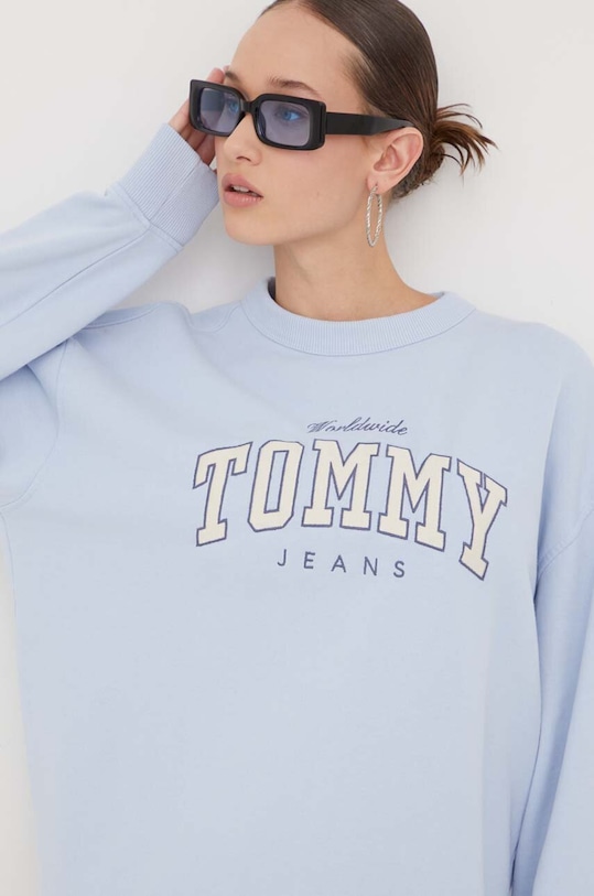 Tommy Jeans pamut melegítőfelső kék DW0DW17339