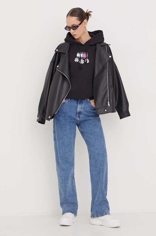 Tommy Jeans pamut melegítőfelső DW0DW17708 fekete SS24