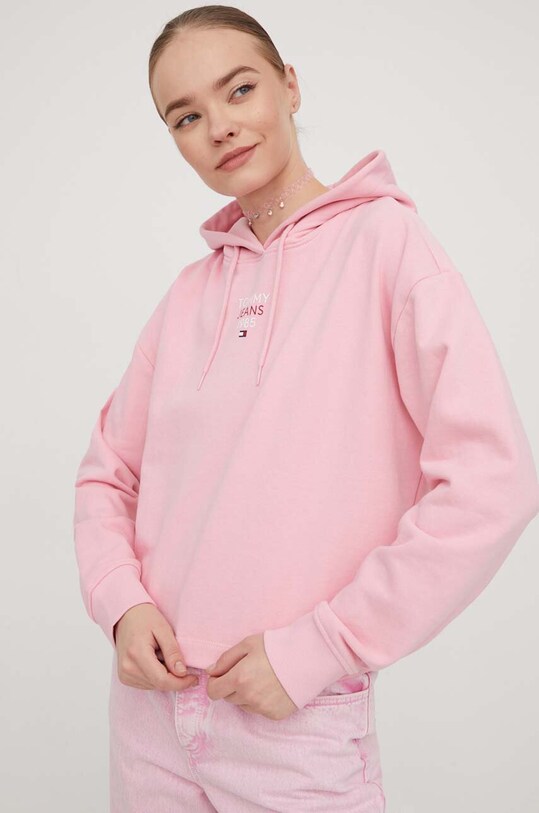 Tommy Jeans bluza z kapturem różowy DW0DW17322