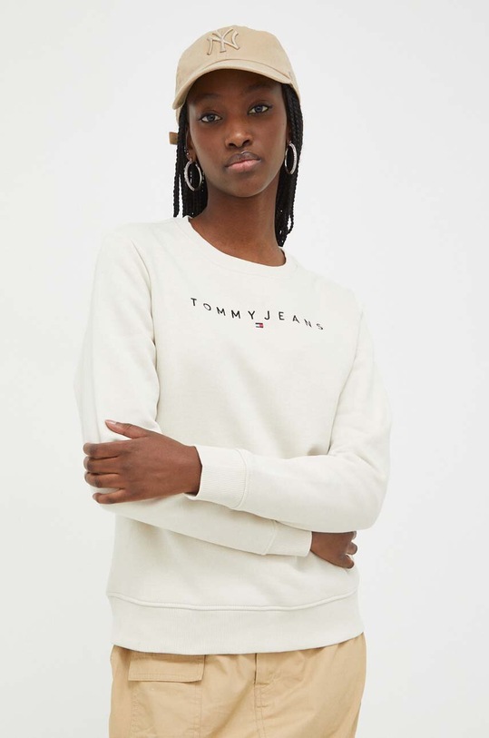 Mikina Tommy Jeans bez kapuce béžová DW0DW17323