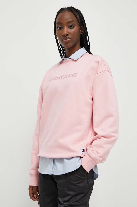 Tommy Jeans bluza bawełniana różowy DW0DW17327