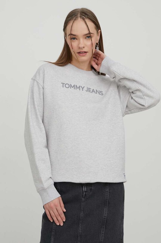Tommy Jeans hanorac de bumbac melanj gri DW0DW17327