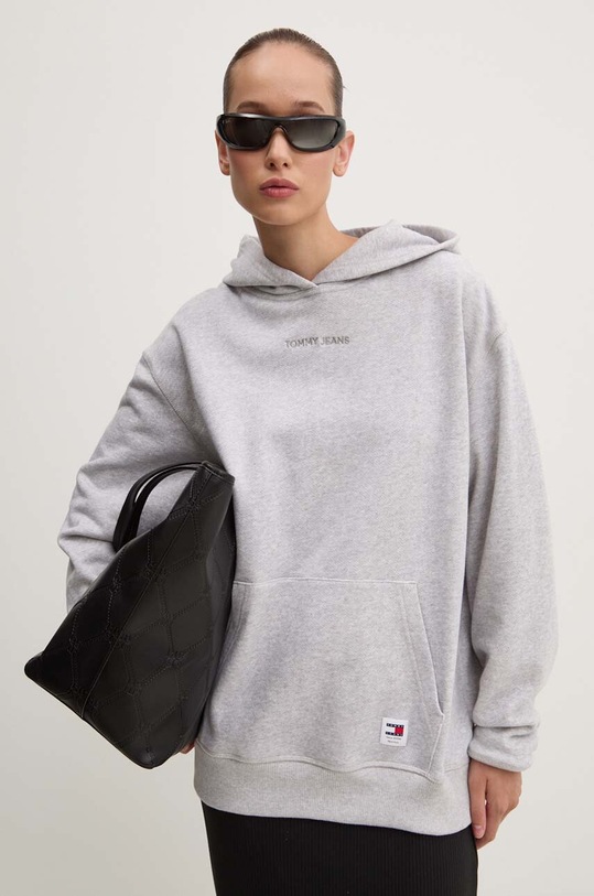 Tommy Jeans bluza bawełniana z kapturem szary DW0DW17329