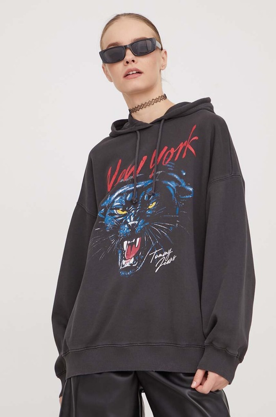 Tommy Jeans bluza bawełniana nadruk szary DW0DW17335