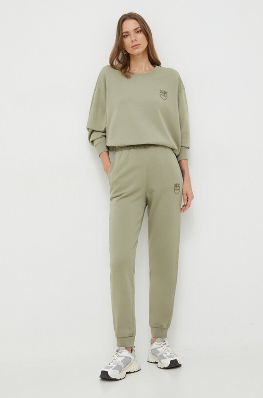 Pinko hanorac de bumbac 101831.A1N7 verde SS24