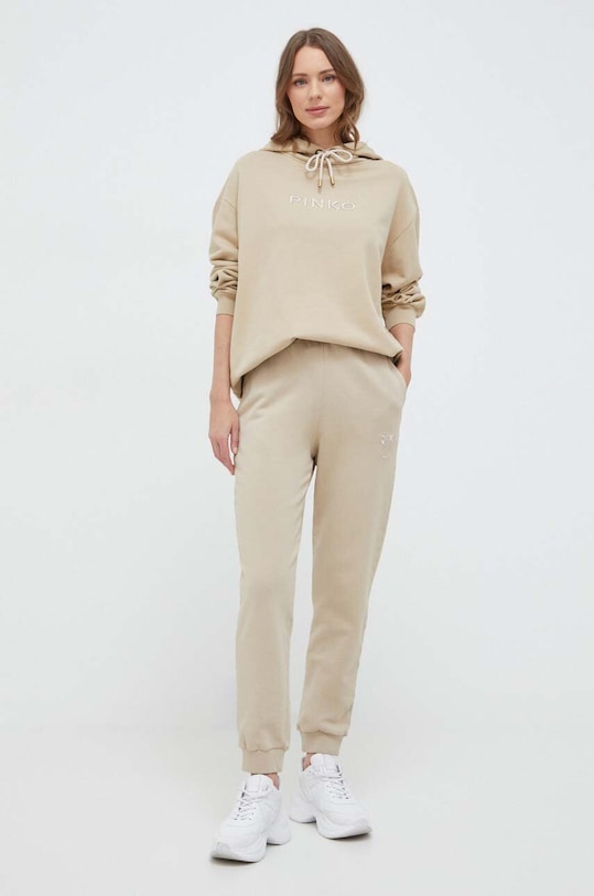 Pinko hanorac de bumbac 101685.A1N7 bej SS24