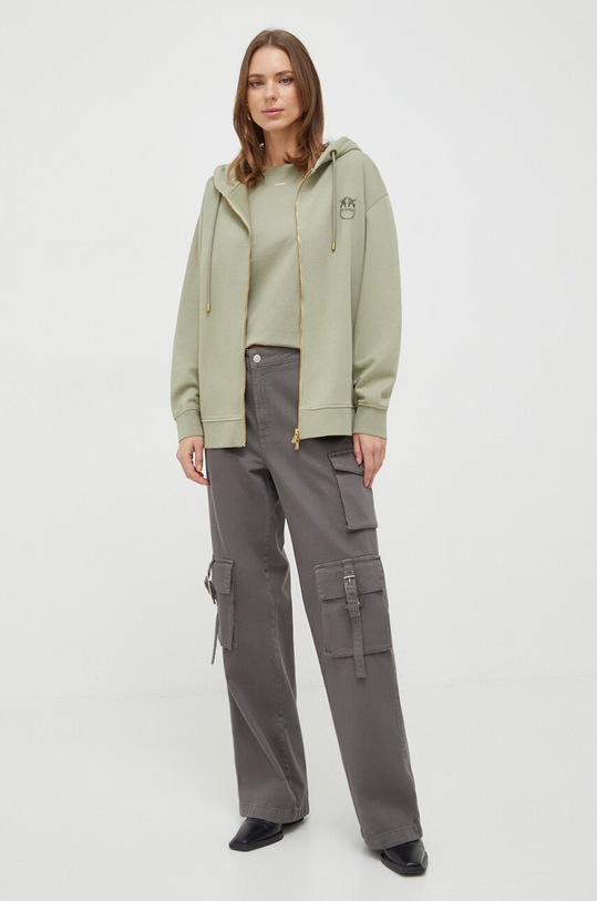 Pinko hanorac de bumbac 101133.A1N7 verde SS24