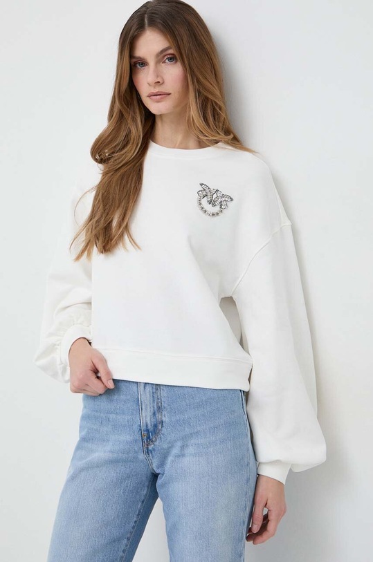 Pinko bluza bawełniana aplikacja beżowy 102827.A1R8