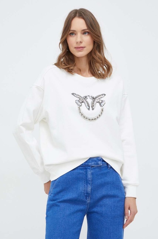 Pinko bluza bawełniana aplikacja beżowy 100534.A1R8