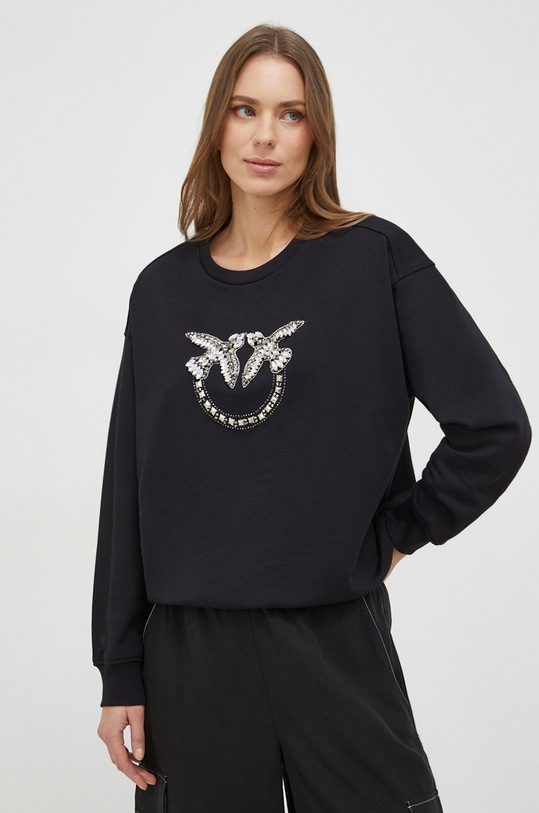 Pinko bluza bawełniana aplikacja czarny 100534.A1R8