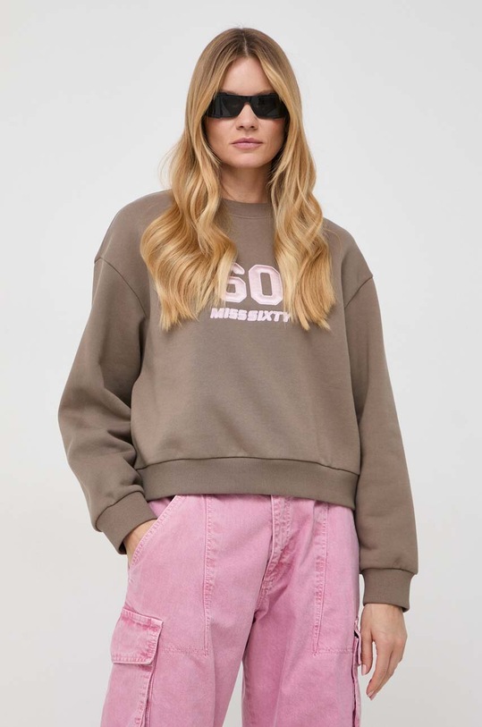Bavlněná mikina Miss Sixty bez kapuce hnědá 6T4TJ1080000