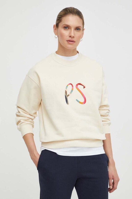 PS Paul Smith bluza bawełniana aplikacja beżowy W2R.352V.MP4369