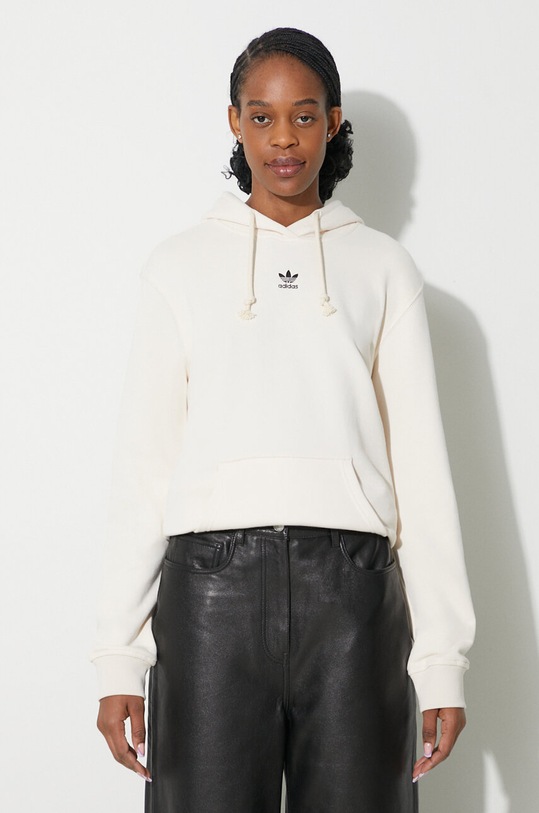 adidas Originals bluza bawełniana Essentials Regular Hoodie z kapturem beżowy IA6426