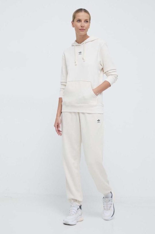 Βαμβακερή μπλούζα adidas Originals Essentials Regular Hoodie IA6426 μπεζ SS24
