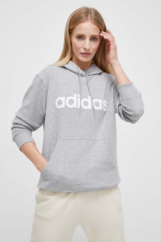 Bavlněná mikina adidas směs šedá IC6884