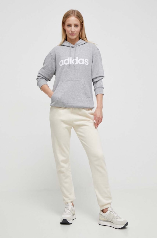Bavlněná mikina adidas IC6884 šedá SS24