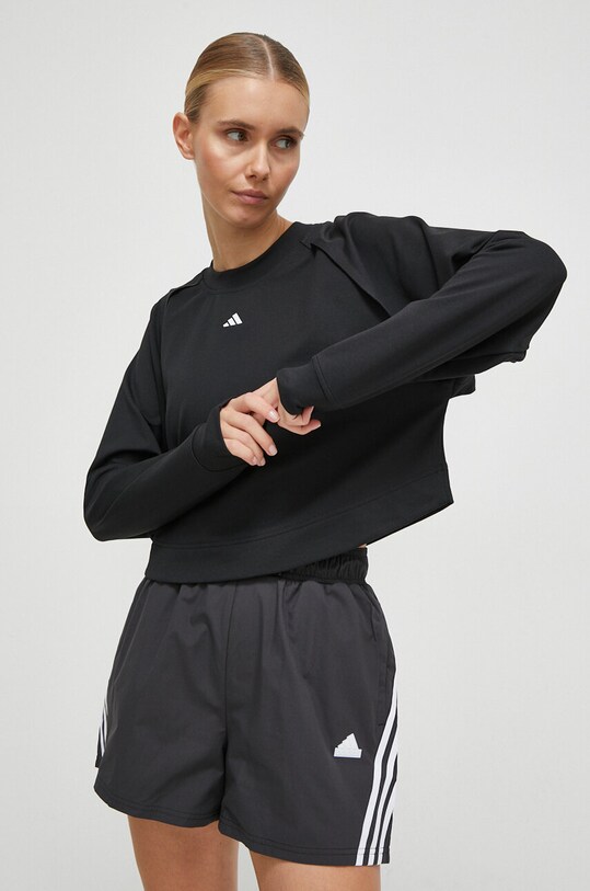 Tréninková mikina adidas Performance Power Cover Up bez kapuce černá IN3102