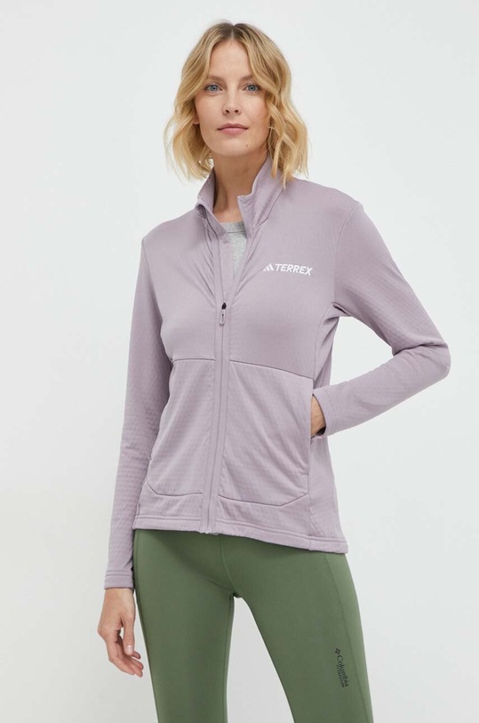 Sportovní mikina adidas TERREX bez kapuce fialová IQ3747