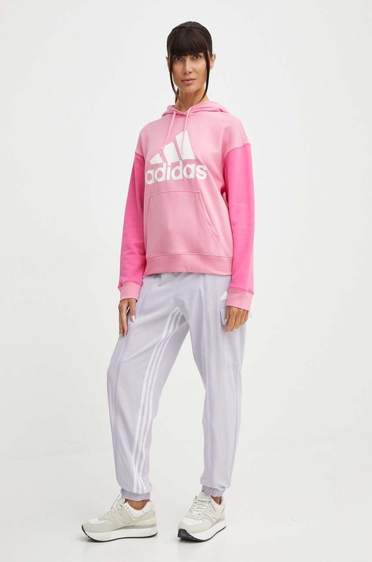 Bavlněná mikina adidas IR5450 růžová SS24