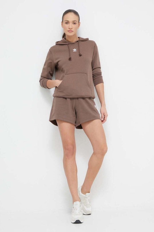 adidas Originals bluza bawełniana IR5936 brązowy SS24