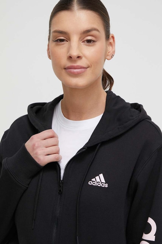 Памучен суичър adidas черен IS2072