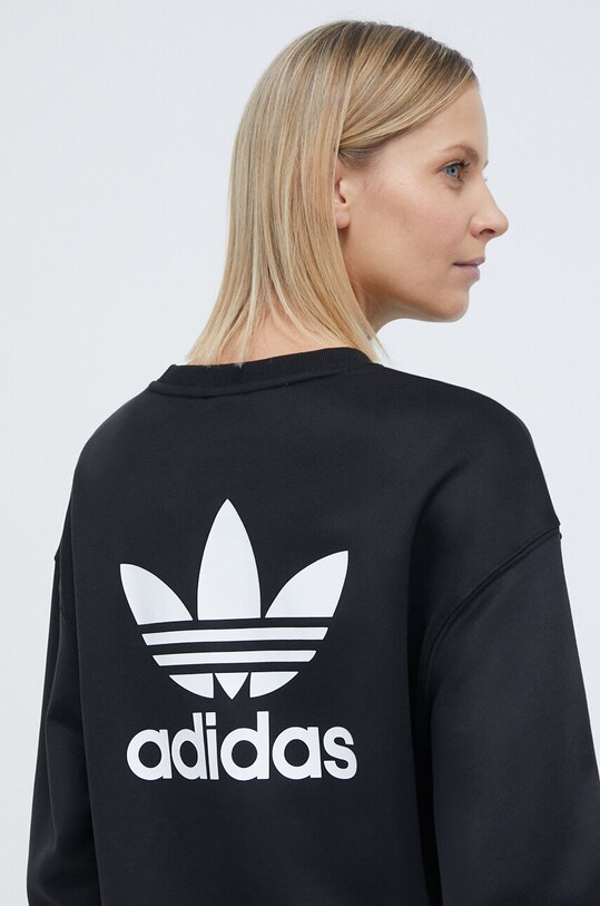 adidas Originals bluză Trefoil Crew imprimeu negru IU2410