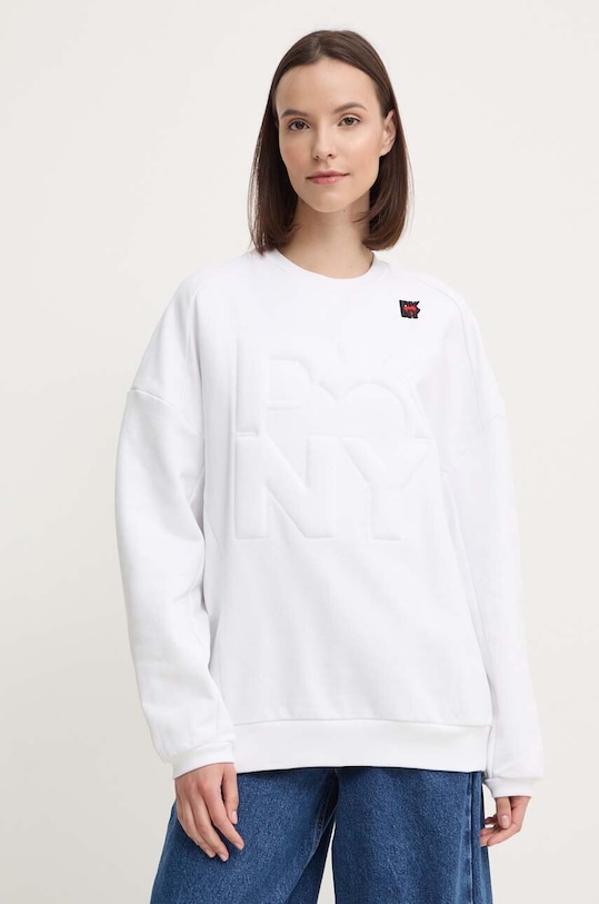 Dkny hanorac de bumbac HEART OF NY uni alb D2B4A138