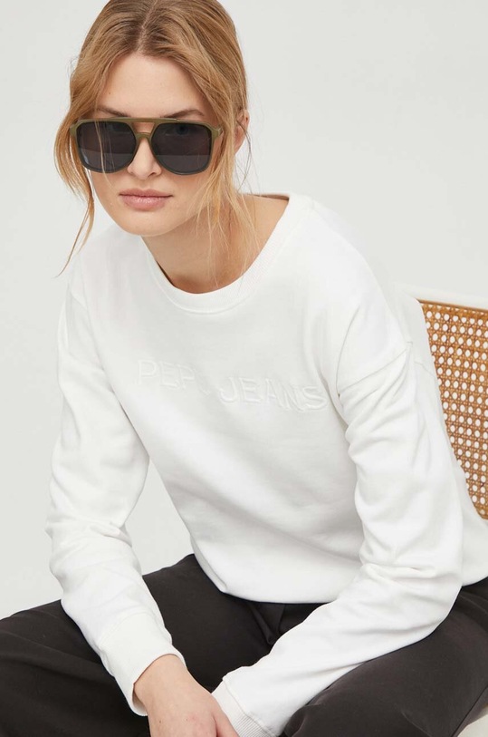 Pepe Jeans bluza bawełniana Hanna aplikacja beżowy PL581396