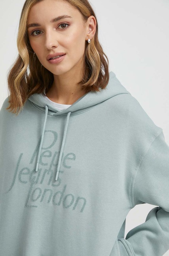 Pepe Jeans hanorac de bumbac HARRIET imprimeu turcoaz PL581397