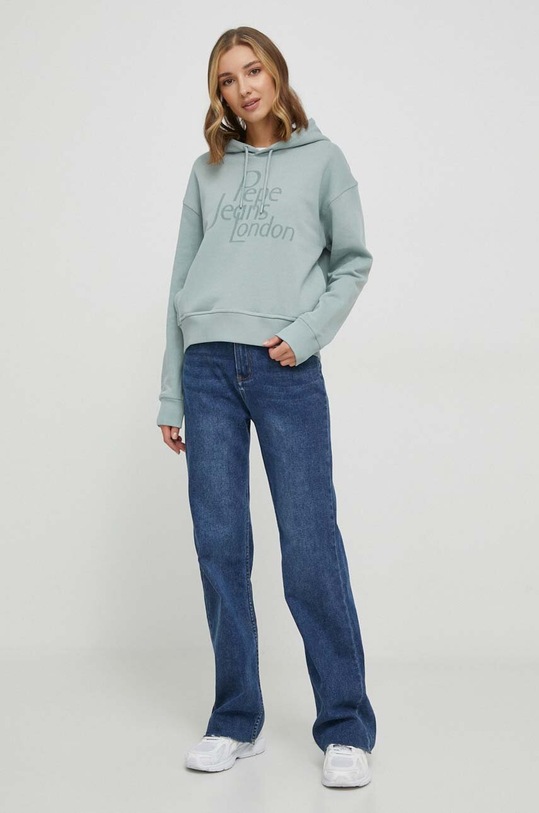 Pepe Jeans hanorac de bumbac HARRIET PL581397 turcoaz SS24