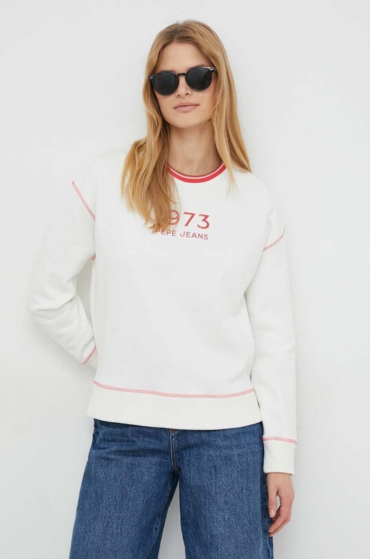 Bavlnená mikina Pepe Jeans HACHE bavlna biela PL581398
