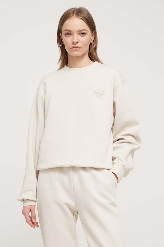 Памучен суичър Herschel памук бежов 50303.06317