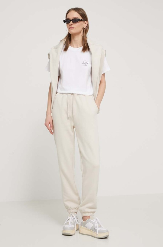 Памучен суичър Herschel 50303.06317 бежов SS24