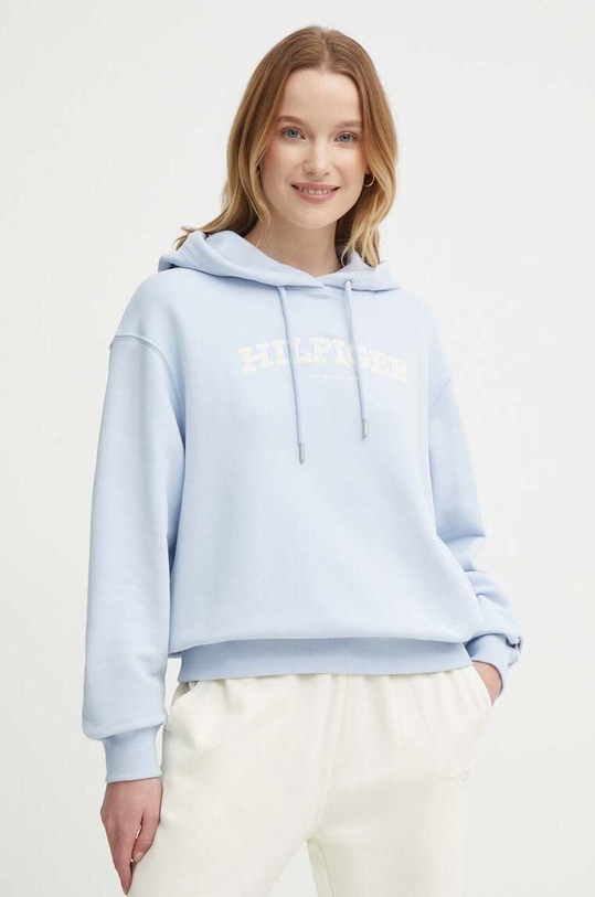 Tommy Hilfiger bluza bawełniana z kapturem niebieski WW0WW41236