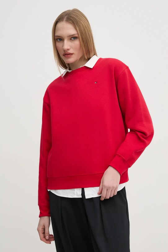Tommy Hilfiger bluza bawełniana bawełna czerwony WW0WW41246