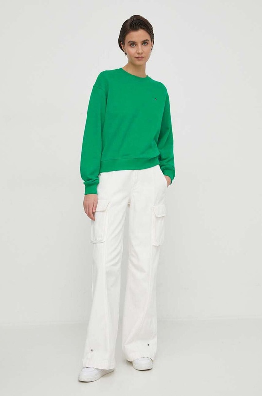 Tommy Hilfiger bluza bawełniana WW0WW41246 zielony SS25