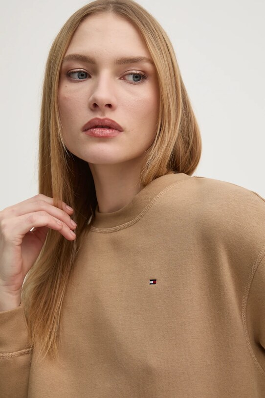 Tommy Hilfiger bluza bawełniana brązowy WW0WW41246