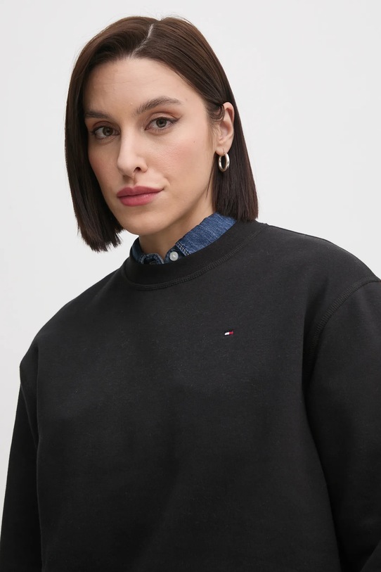 Βαμβακερή μπλούζα Tommy Hilfiger μαύρο WW0WW41246