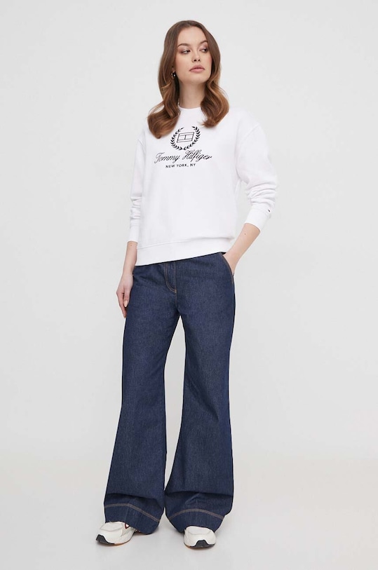 Tommy Hilfiger hanorac de bumbac WW0WW41758 alb SS24