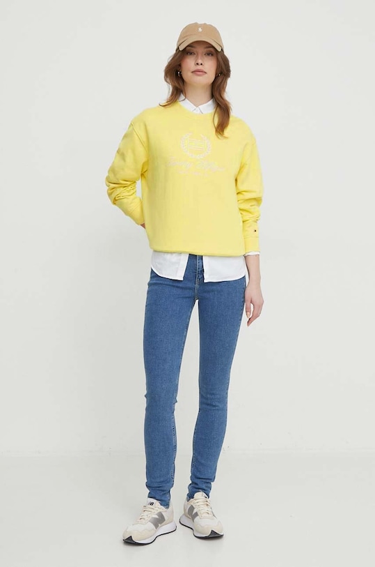 Tommy Hilfiger bluza bawełniana WW0WW41758 żółty SS24