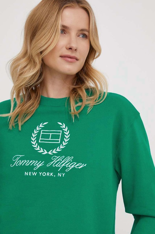 Bavlnená mikina Tommy Hilfiger zelená WW0WW41758