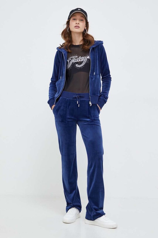 Juicy Couture bluza welurowa JCAP176.484 granatowy SS24