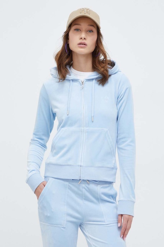 Juicy Couture bluza welurowa z elastanem niebieski JCAP176.134