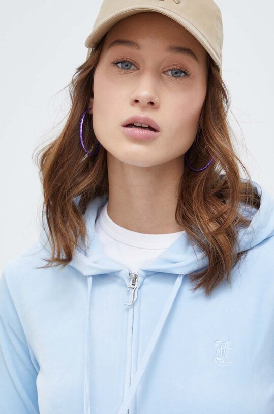 Velurová mikina Juicy Couture modrá JCAP176.134