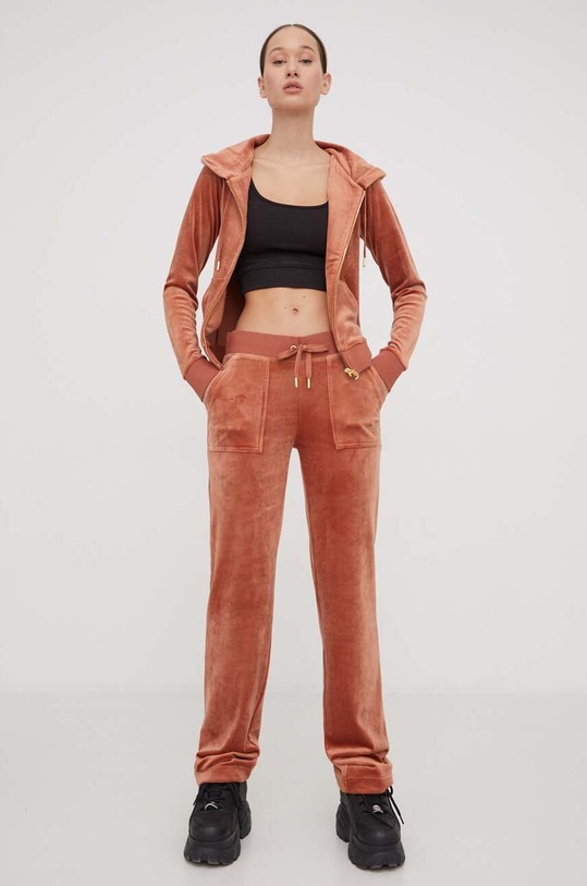 Juicy Couture bluza welurowa JCAP176G.621 brązowy SS24