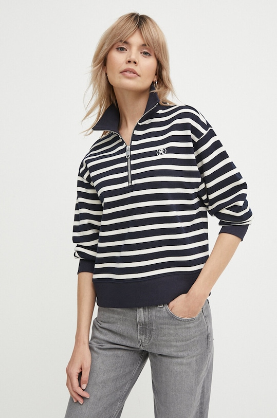 Tommy Hilfiger bluza bawełniana wzorzyste granatowy WW0WW41230